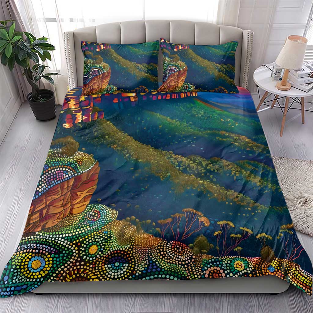 Australia Blue Mountains Bedding Set Aboriginal Dot Painting