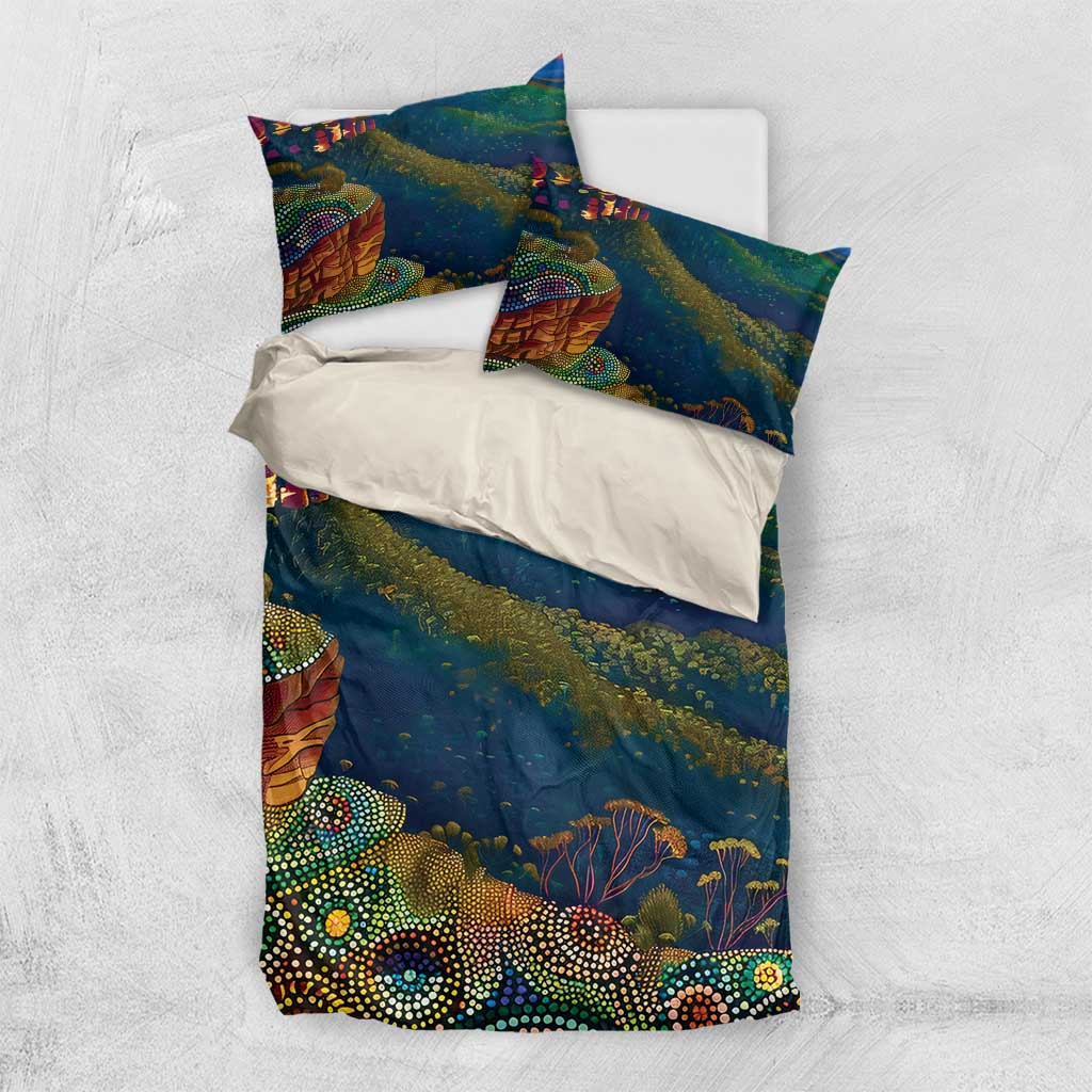 Australia Blue Mountains Bedding Set Aboriginal Dot Painting