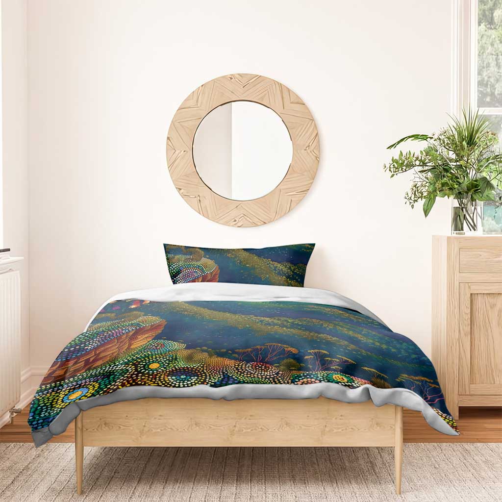 Australia Blue Mountains Bedding Set Aboriginal Dot Painting