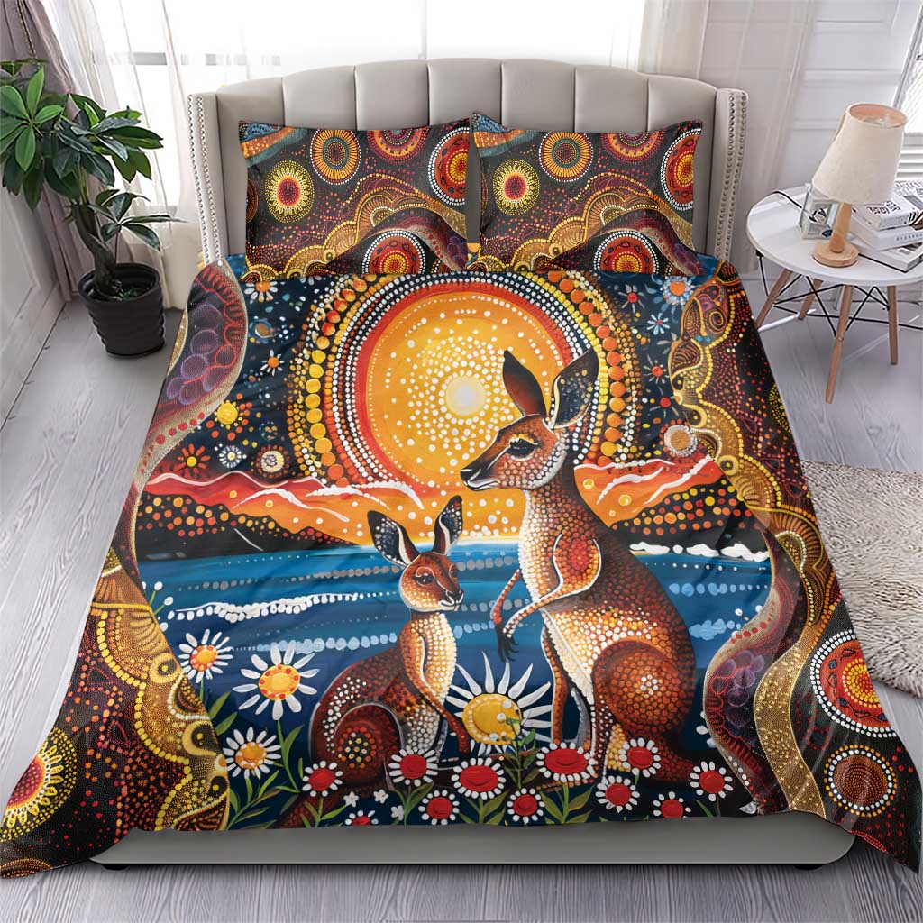 Australian Kangaroos Art Bedding Set Aboriginal Dot Painting