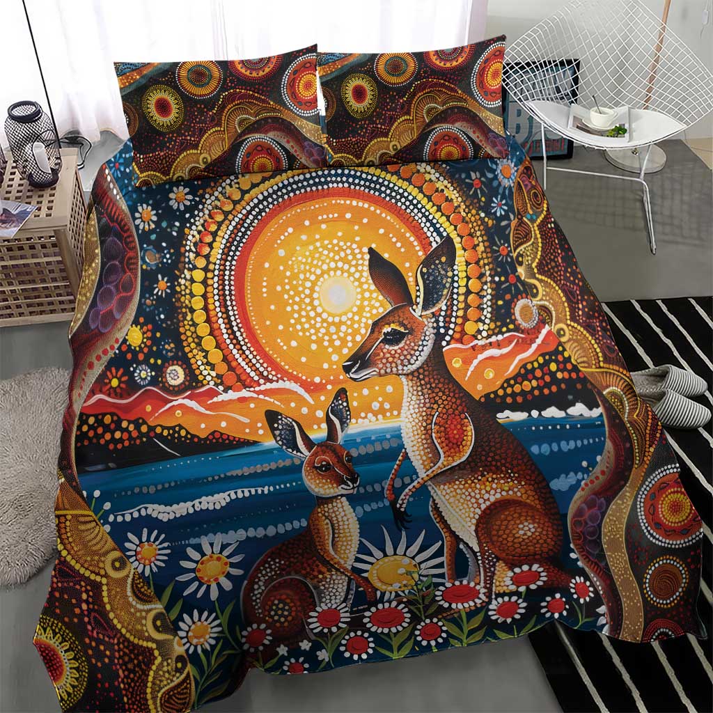 Australian Kangaroos Art Bedding Set Aboriginal Dot Painting