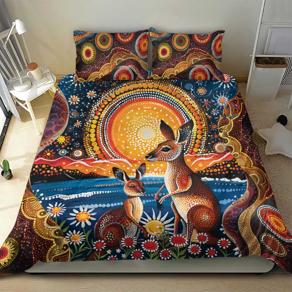 Australian Kangaroos Art Bedding Set Aboriginal Dot Painting