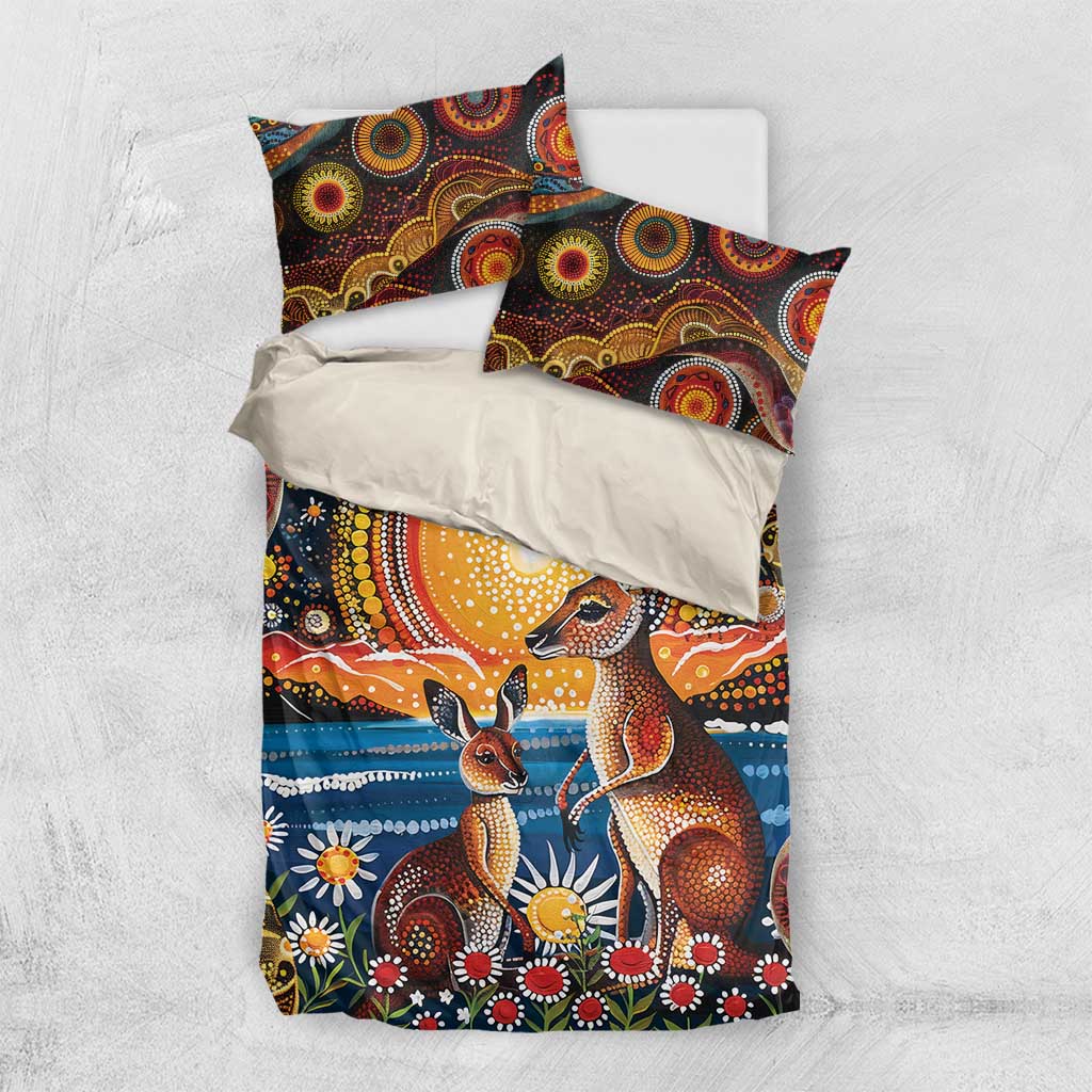 Australian Kangaroos Art Bedding Set Aboriginal Dot Painting