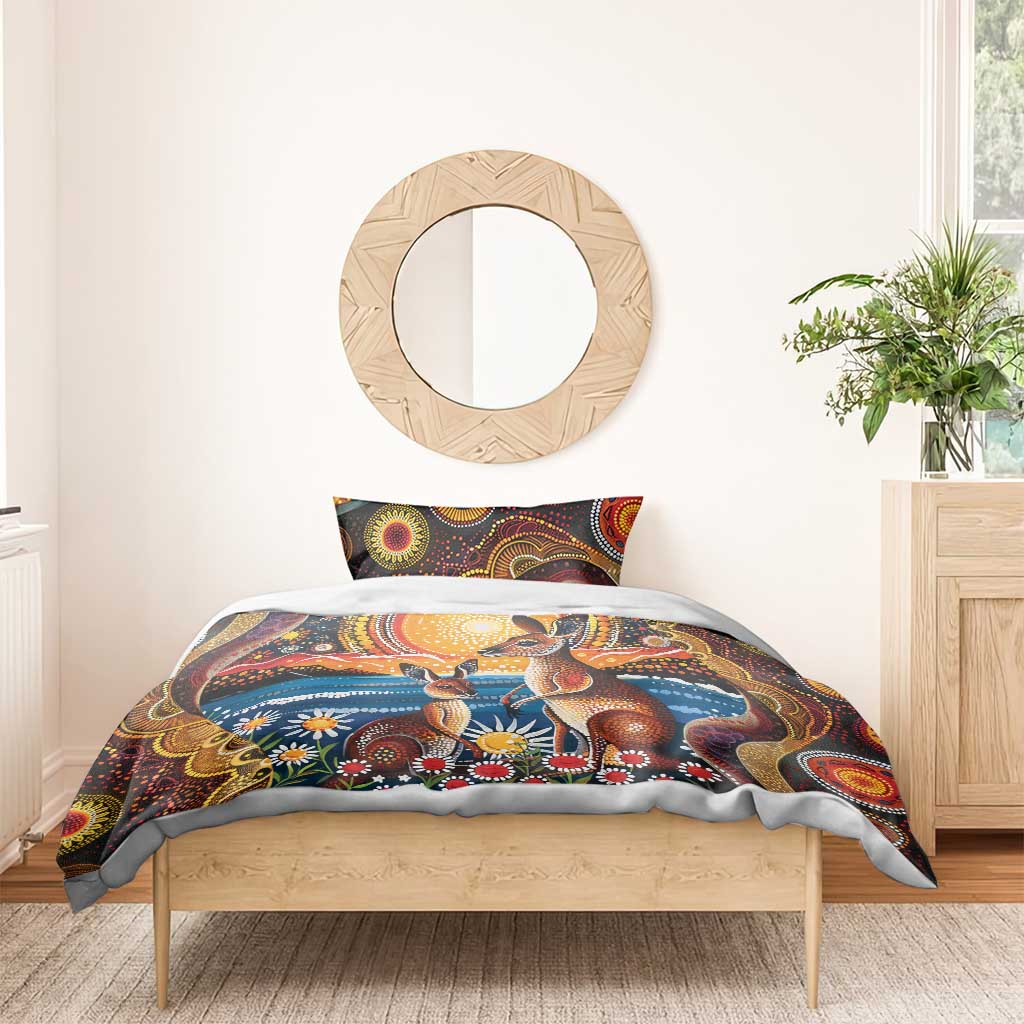 Australian Kangaroos Art Bedding Set Aboriginal Dot Painting