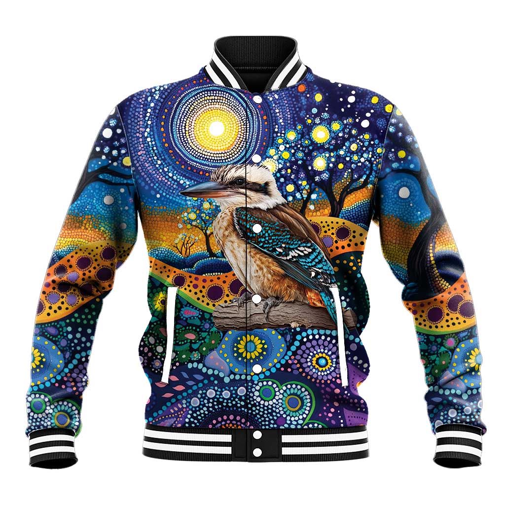 Australian Kookaburra Indigenous Baseball Jacket Aboriginal Dot Painting