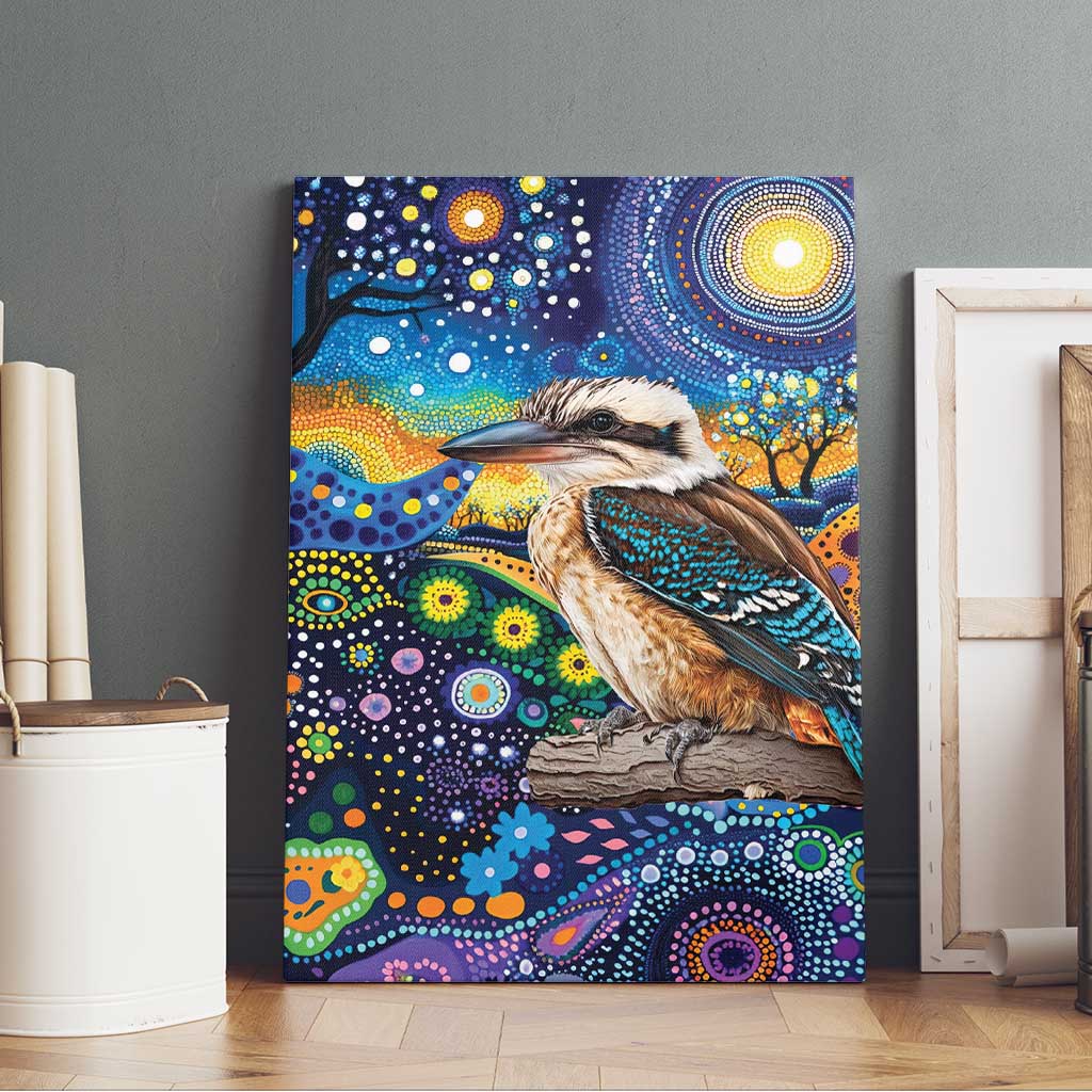 Australian Kookaburra Indigenous Canvas Wall Art Aboriginal Dot Painting