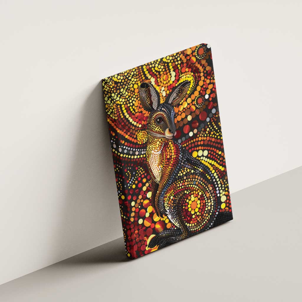 Kangaroo At Night Art Canvas Wall Art Aboriginal Dot Painting