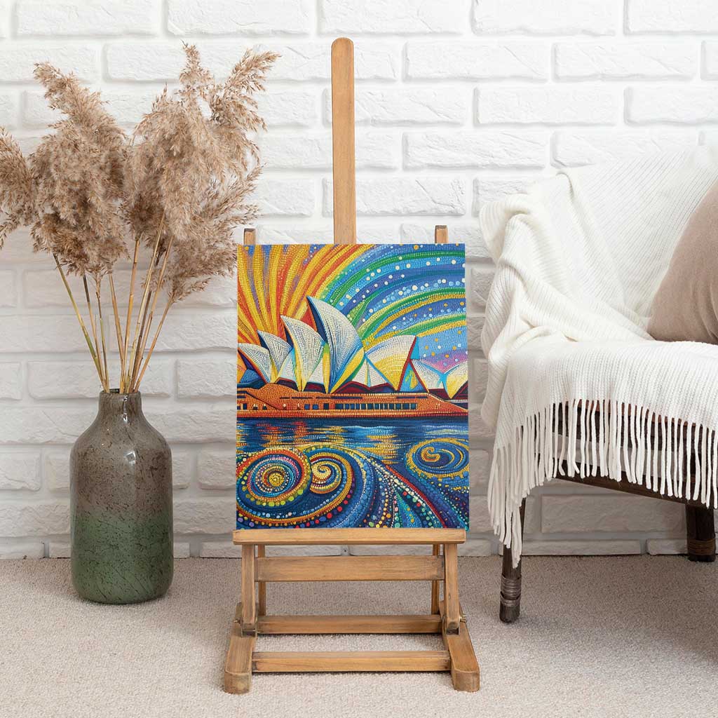 Sydney Opera House Canvas Wall Art Aboriginal Dot Painting