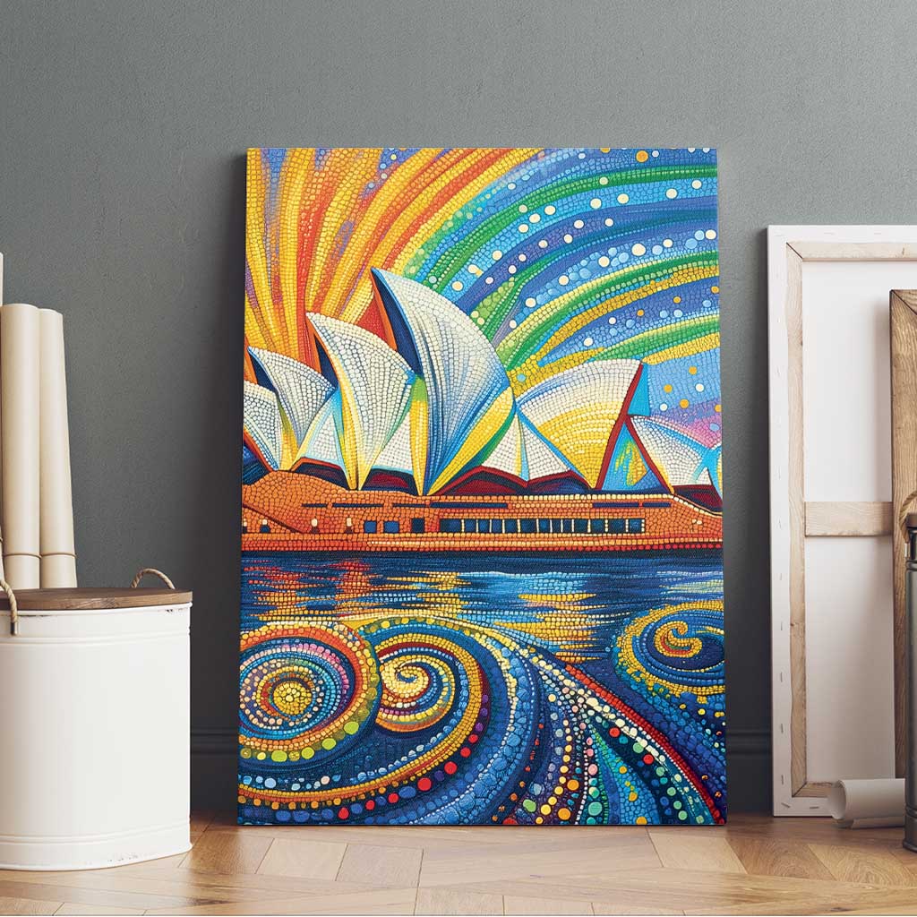 Sydney Opera House Canvas Wall Art Aboriginal Dot Painting