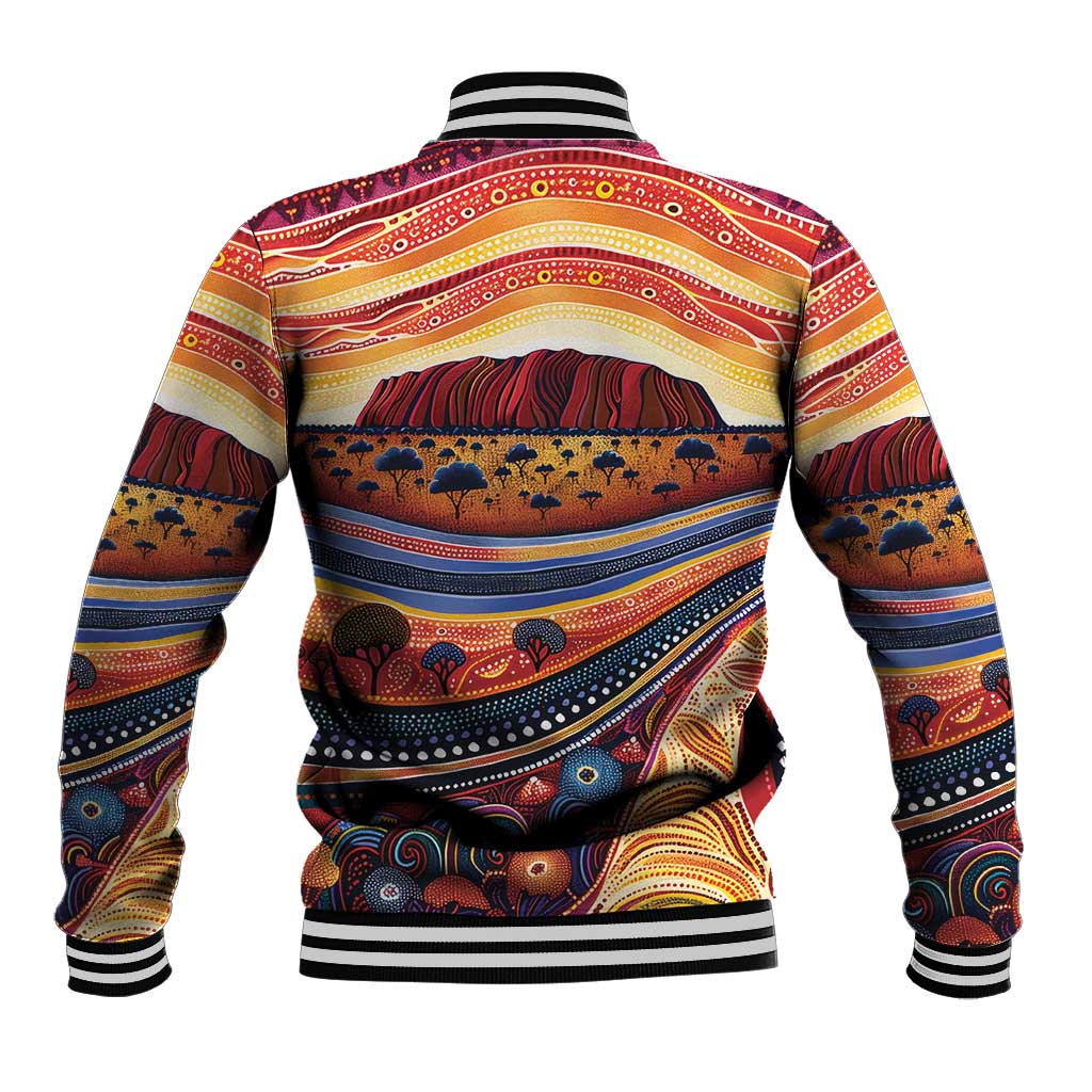 Uluru Ayers Rock Sunset Baseball Jacket Aboriginal Dot Painting