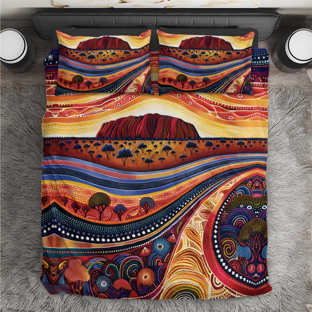 Uluru Ayers Rock Sunset Bedding Set Aboriginal Dot Painting