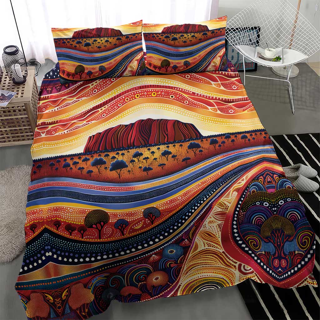 Uluru Ayers Rock Sunset Bedding Set Aboriginal Dot Painting