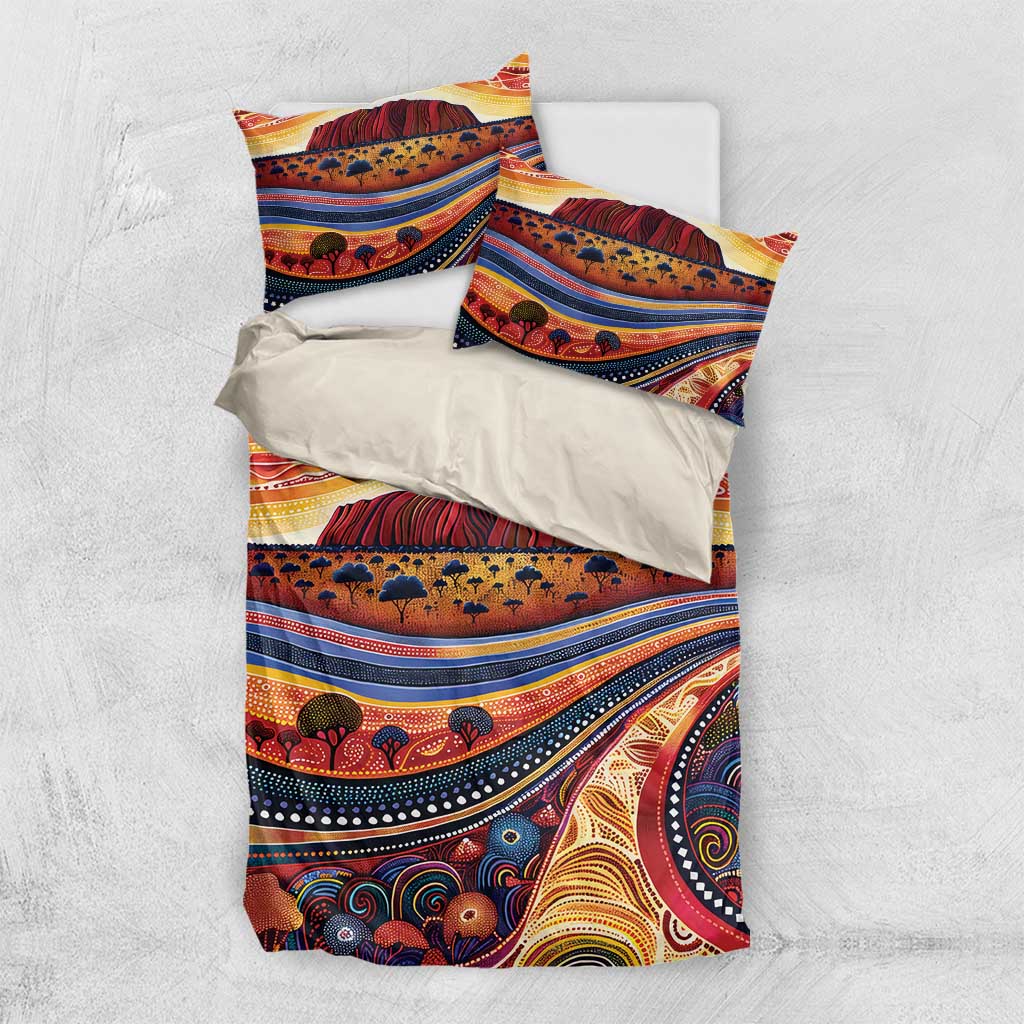 Uluru Ayers Rock Sunset Bedding Set Aboriginal Dot Painting