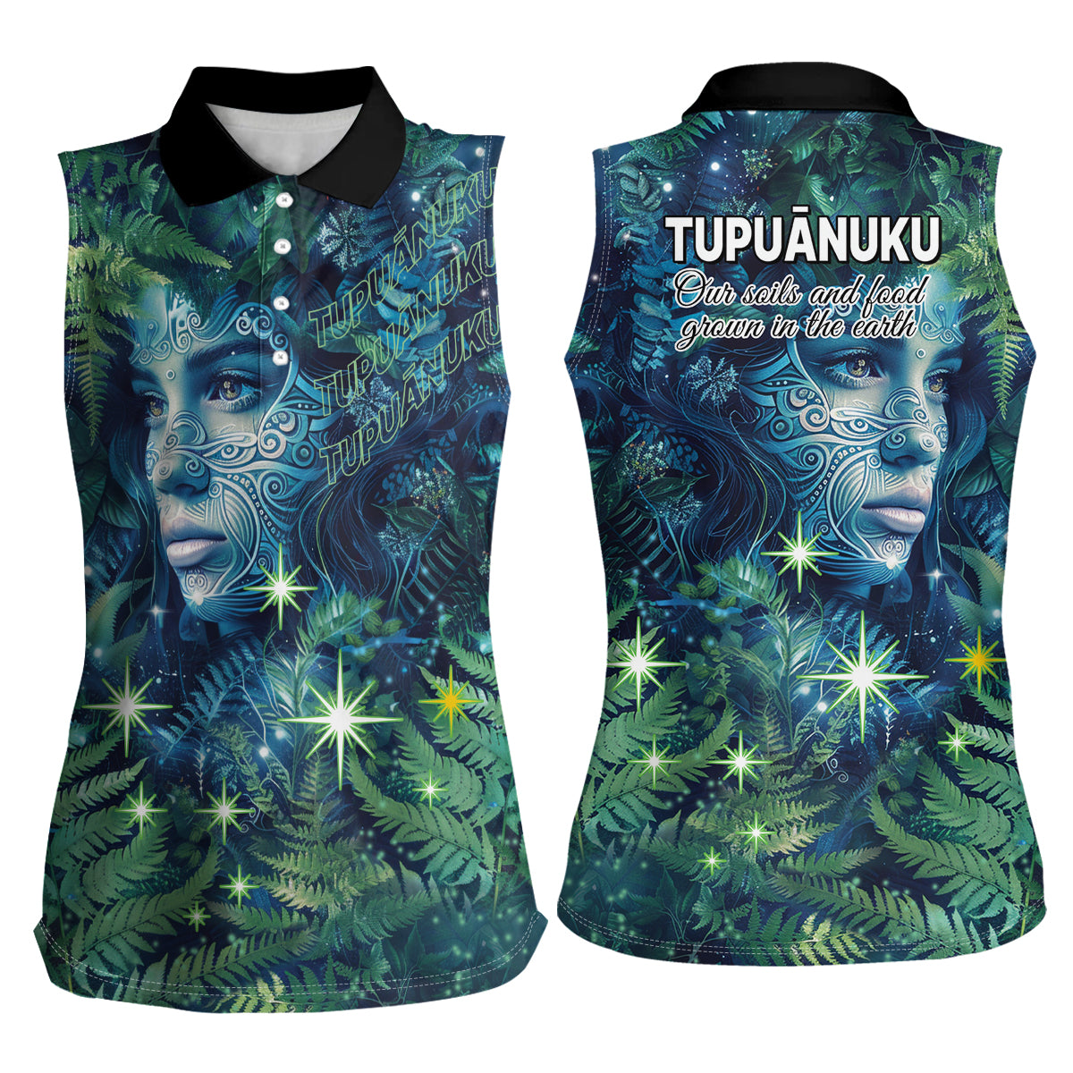 New Zealand Matariki Tupuanuku Women Sleeveless Polo Shirt Te Wā o te Hauhake