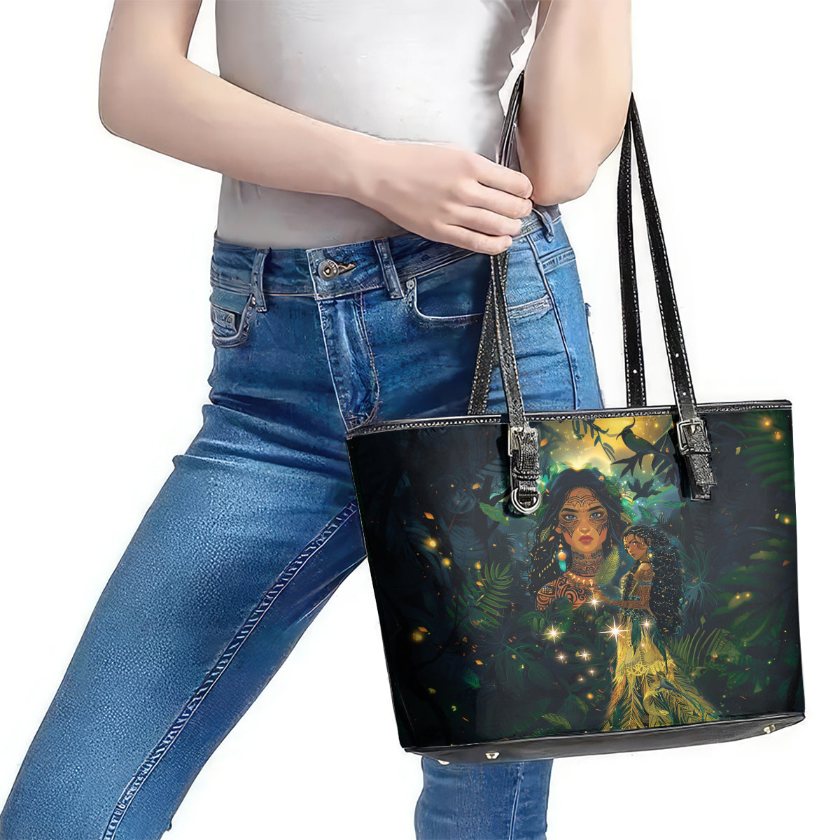 New Zealand Matariki Leather Tote Bag Rongoā Māori Wellbeing and Good Luck