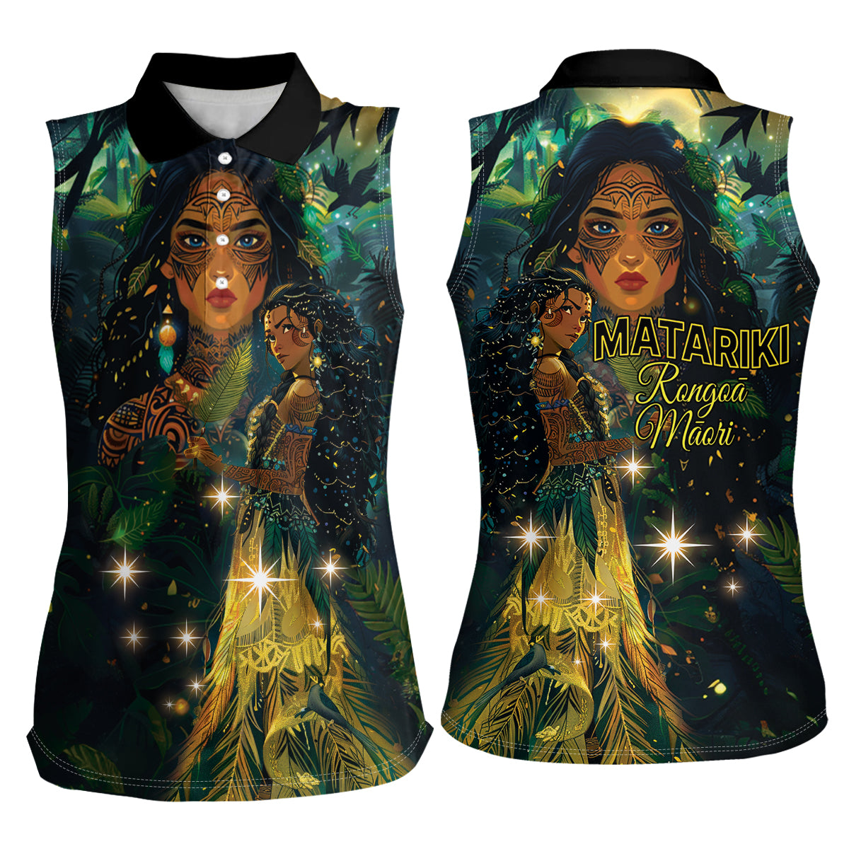 New Zealand Matariki Women Sleeveless Polo Shirt Rongoā Māori Wellbeing and Good Luck