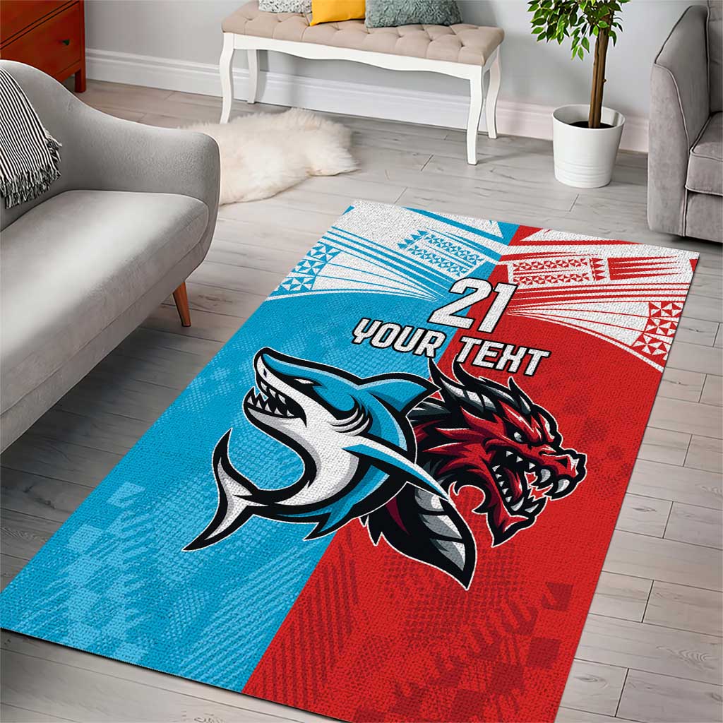 Custom Sharks-Dragons Rugby Area Rug With Sporty Style