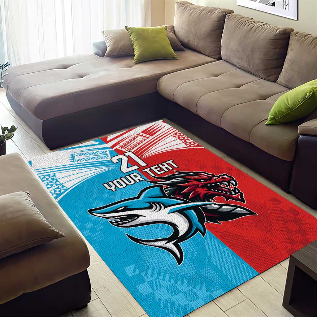 Custom Sharks-Dragons Rugby Area Rug With Sporty Style