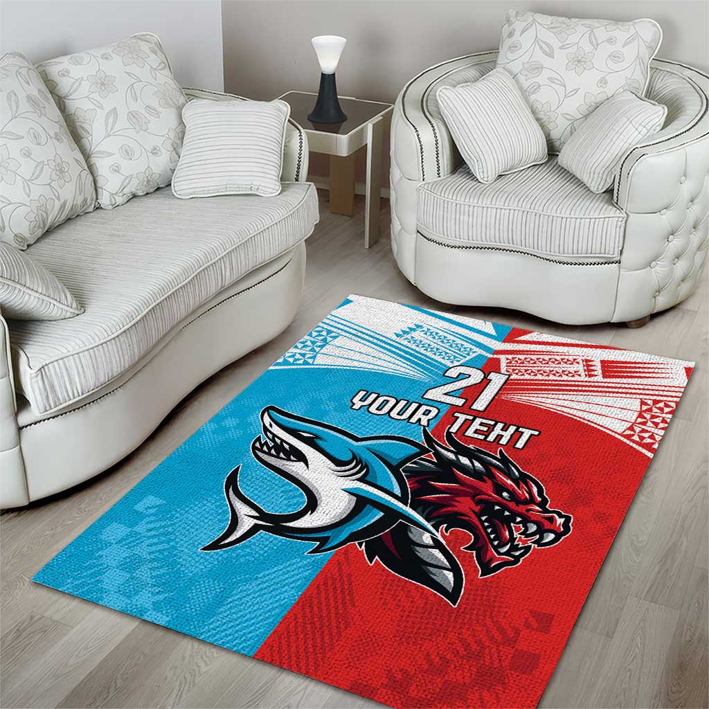 Custom Sharks-Dragons Rugby Area Rug With Sporty Style