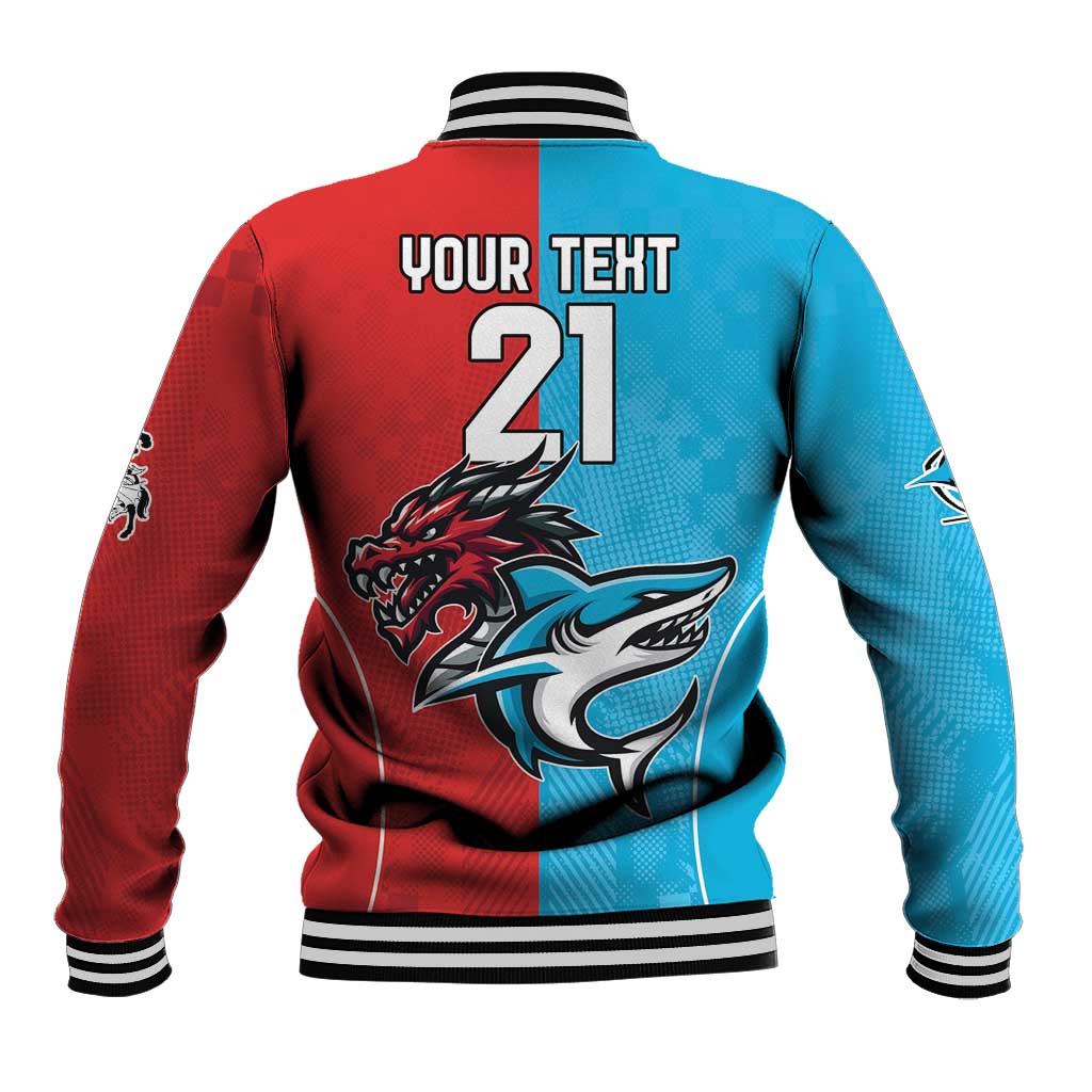 Custom Sharks-Dragons Rugby Baseball Jacket With Sporty Style