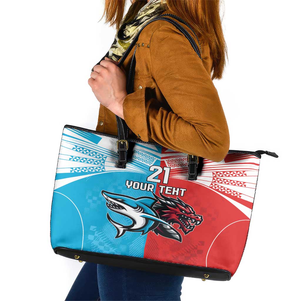 Custom Sharks-Dragons Rugby Leather Tote Bag With Sporty Style