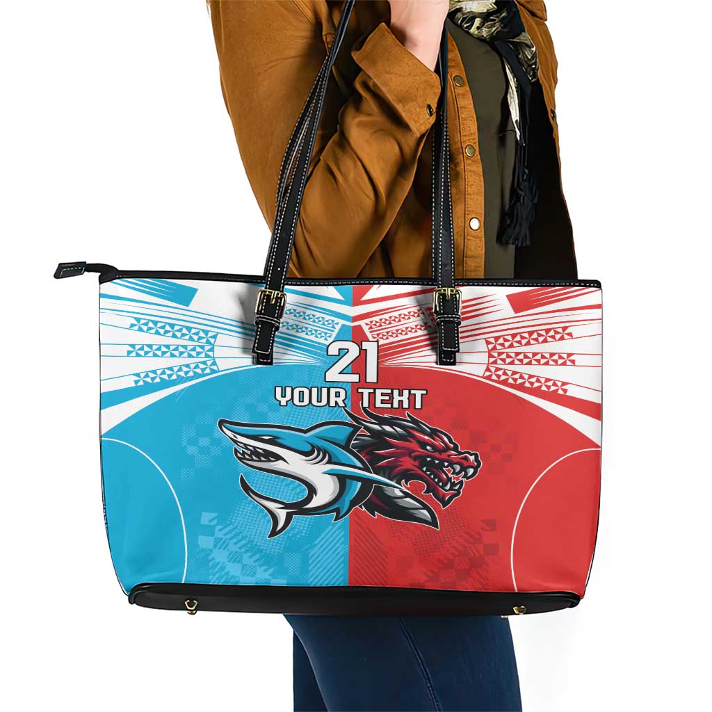 Custom Sharks-Dragons Rugby Leather Tote Bag With Sporty Style