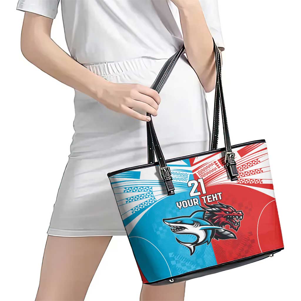 Custom Sharks-Dragons Rugby Leather Tote Bag With Sporty Style