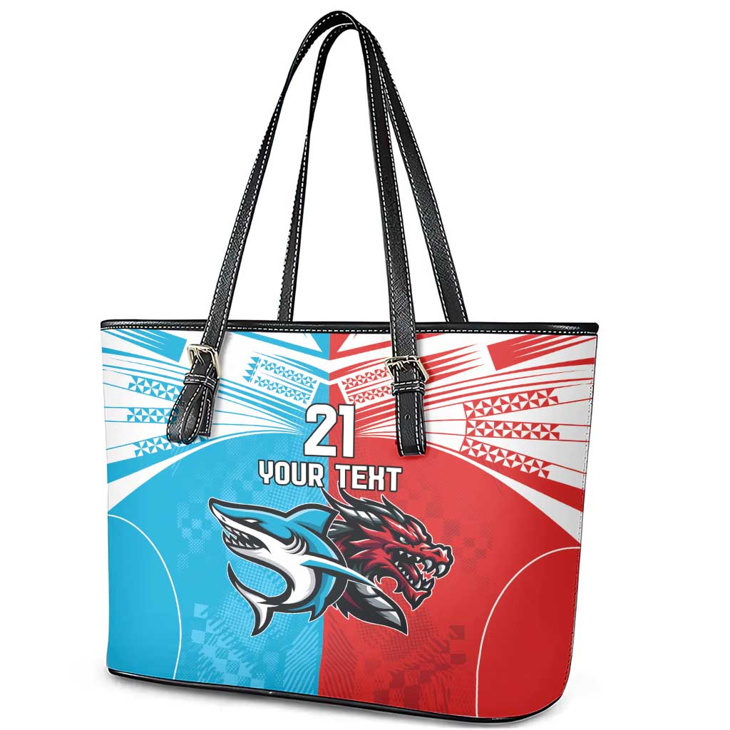 Custom Sharks-Dragons Rugby Leather Tote Bag With Sporty Style