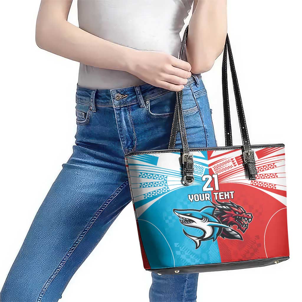 Custom Sharks-Dragons Rugby Leather Tote Bag With Sporty Style