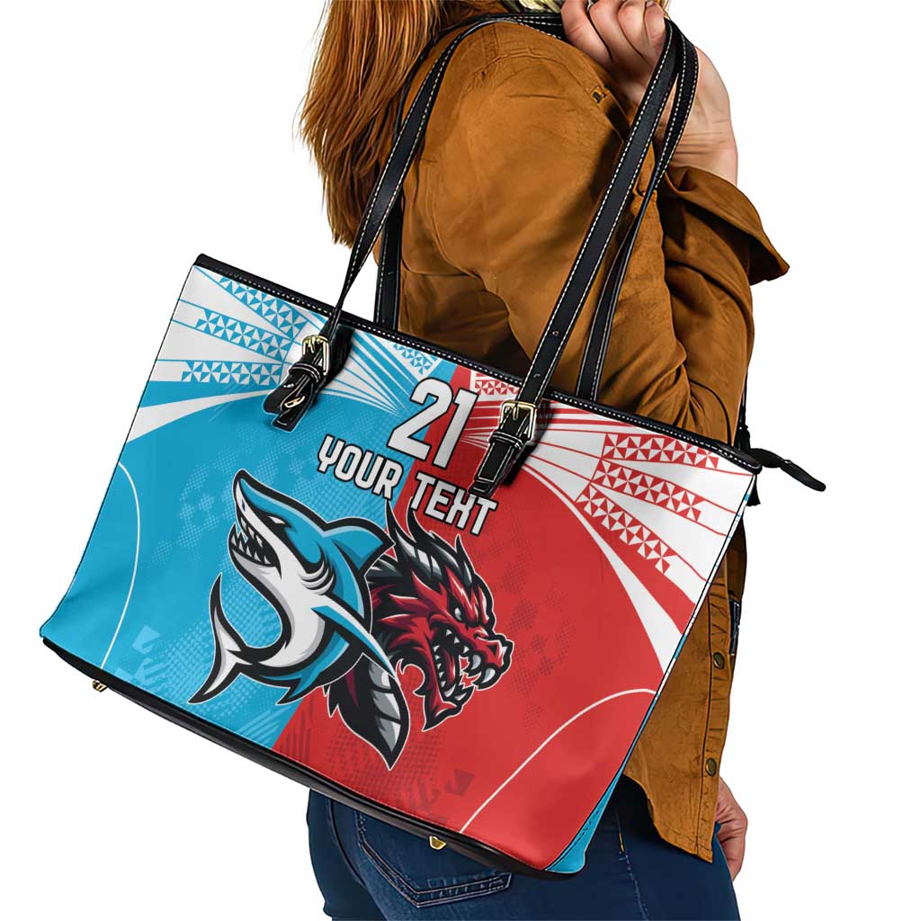 Custom Sharks-Dragons Rugby Leather Tote Bag With Sporty Style