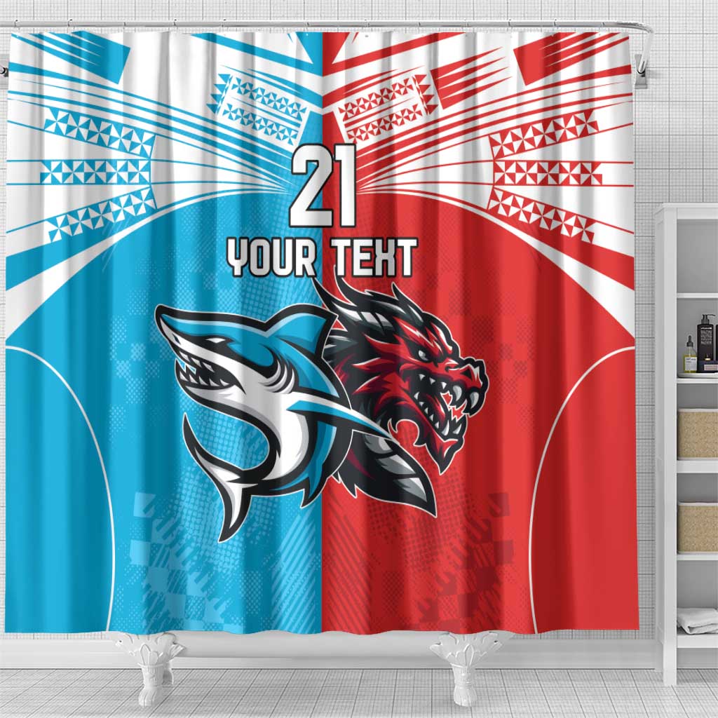 Custom Sharks-Dragons Rugby Shower Curtain With Sporty Style