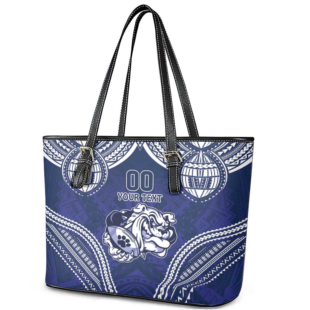 Bulldogs Rugby Custom Leather Tote Bag Go Berries With Polynesian Style