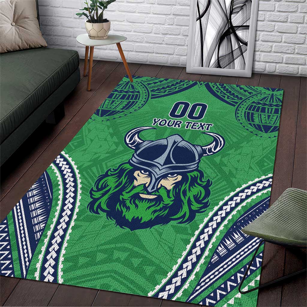 Raiders Rugby Custom Area Rug With Polynesian Style