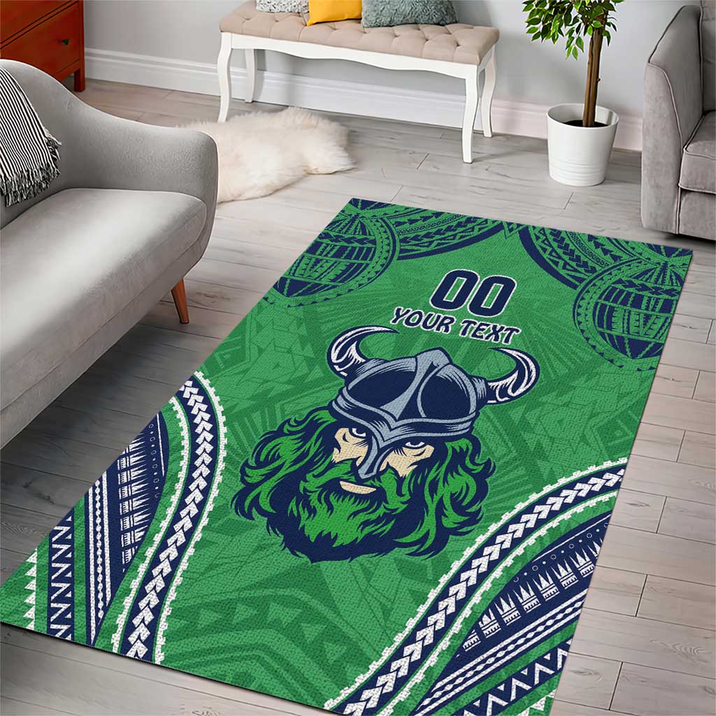 Raiders Rugby Custom Area Rug With Polynesian Style