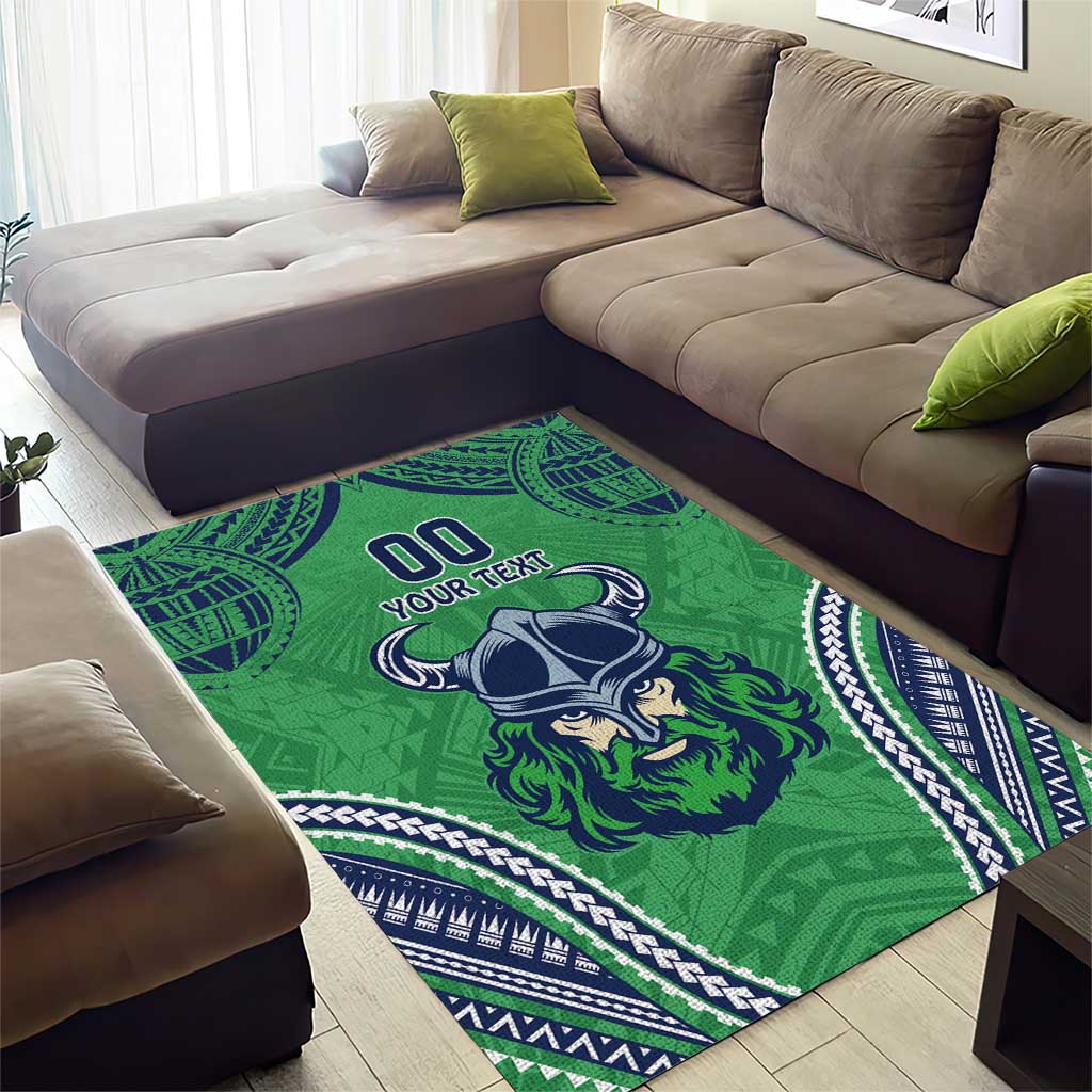 Raiders Rugby Custom Area Rug With Polynesian Style