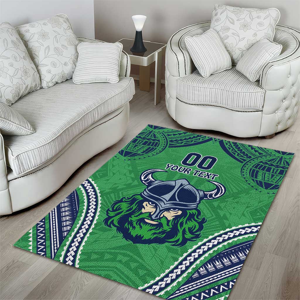 Raiders Rugby Custom Area Rug With Polynesian Style