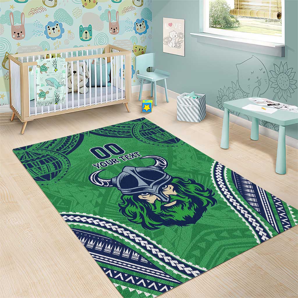 Raiders Rugby Custom Area Rug With Polynesian Style