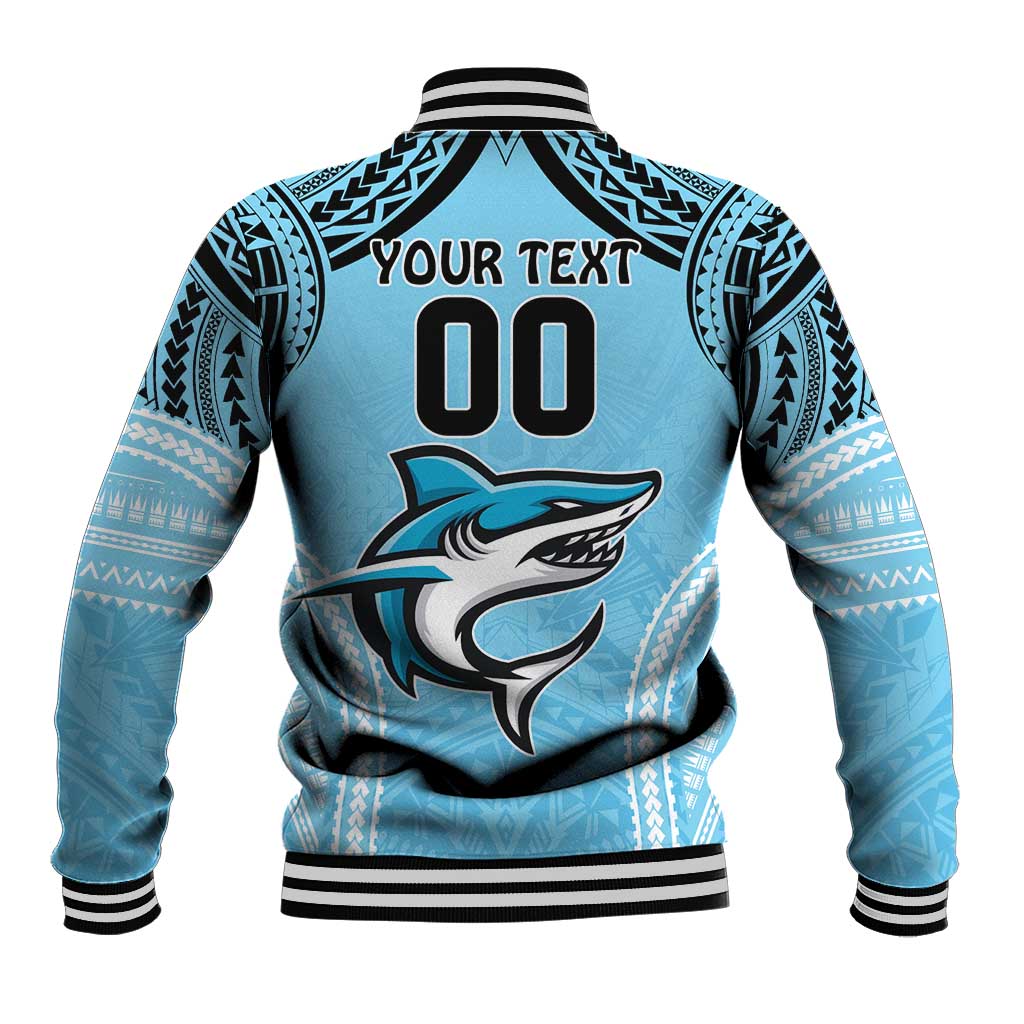 Sharks Rugby Custom Baseball Jacket With Polynesian Style