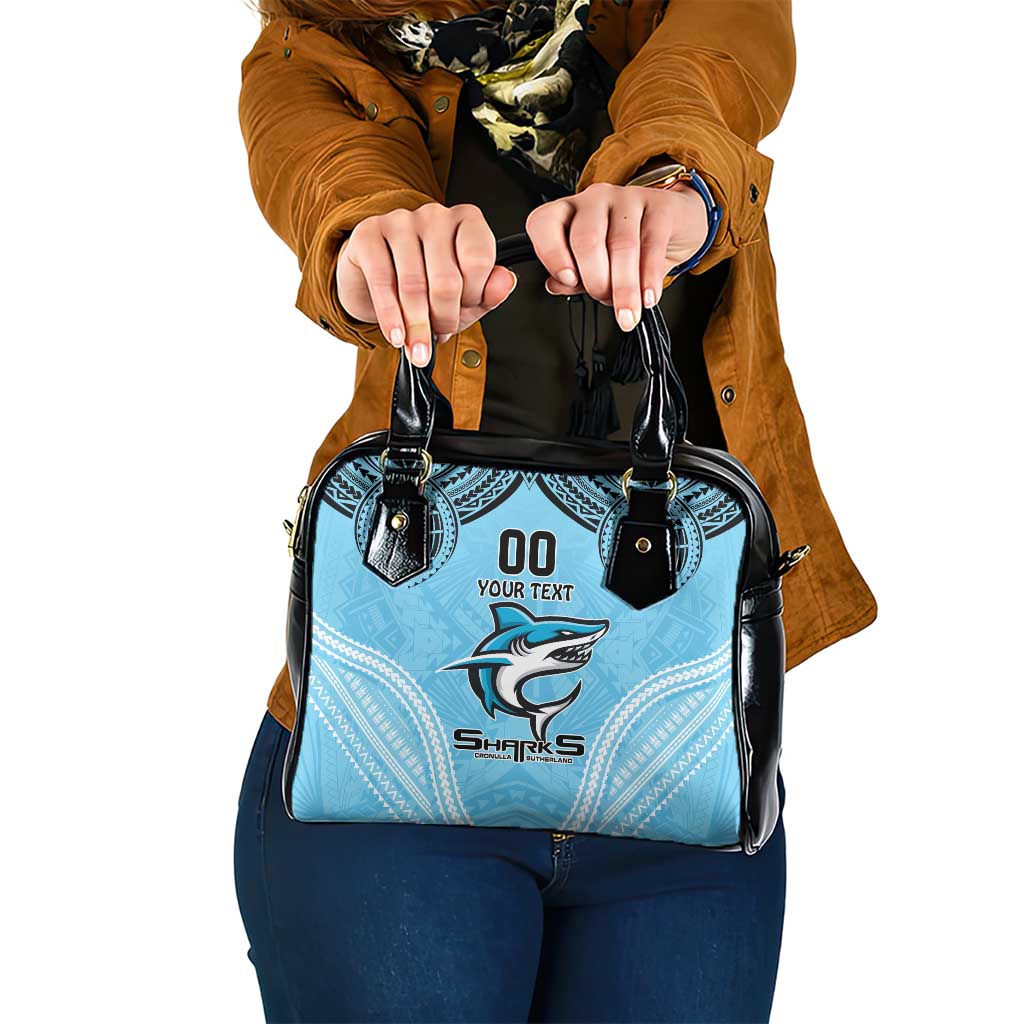 Sharks Rugby Custom Shoulder Handbag With Polynesian Style