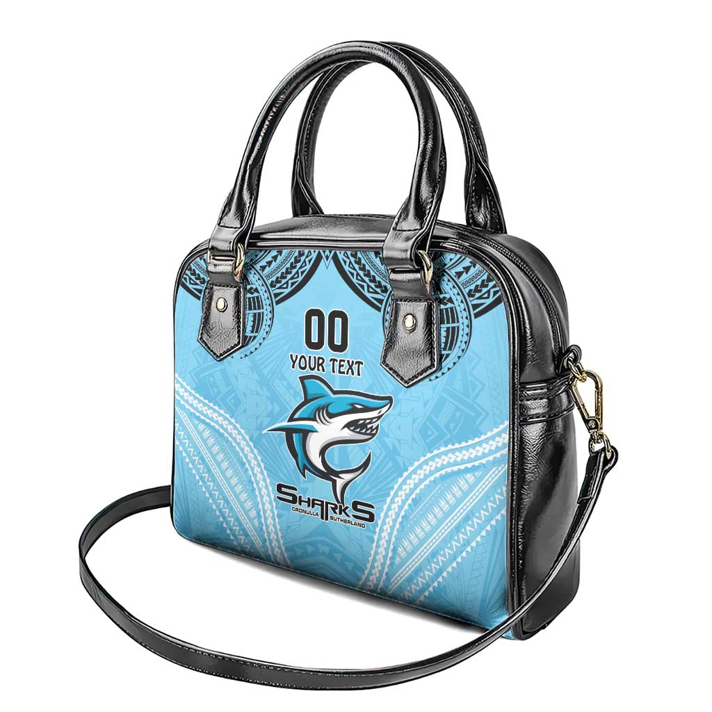 Sharks Rugby Custom Shoulder Handbag With Polynesian Style