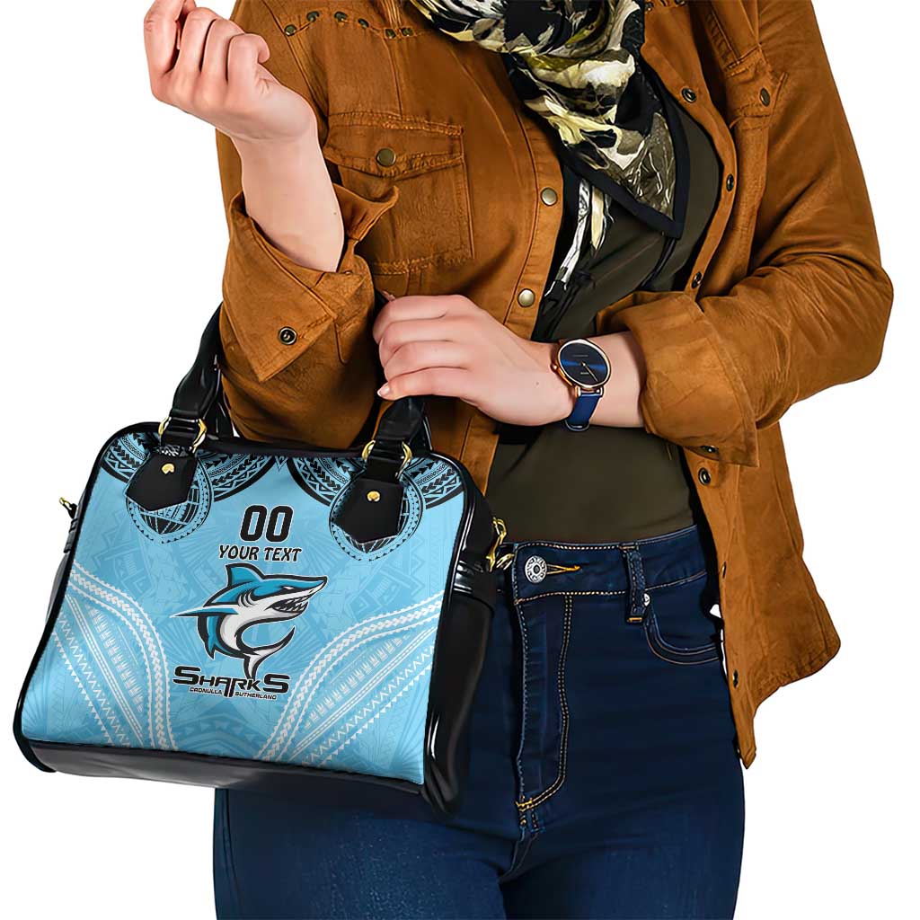 Sharks Rugby Custom Shoulder Handbag With Polynesian Style