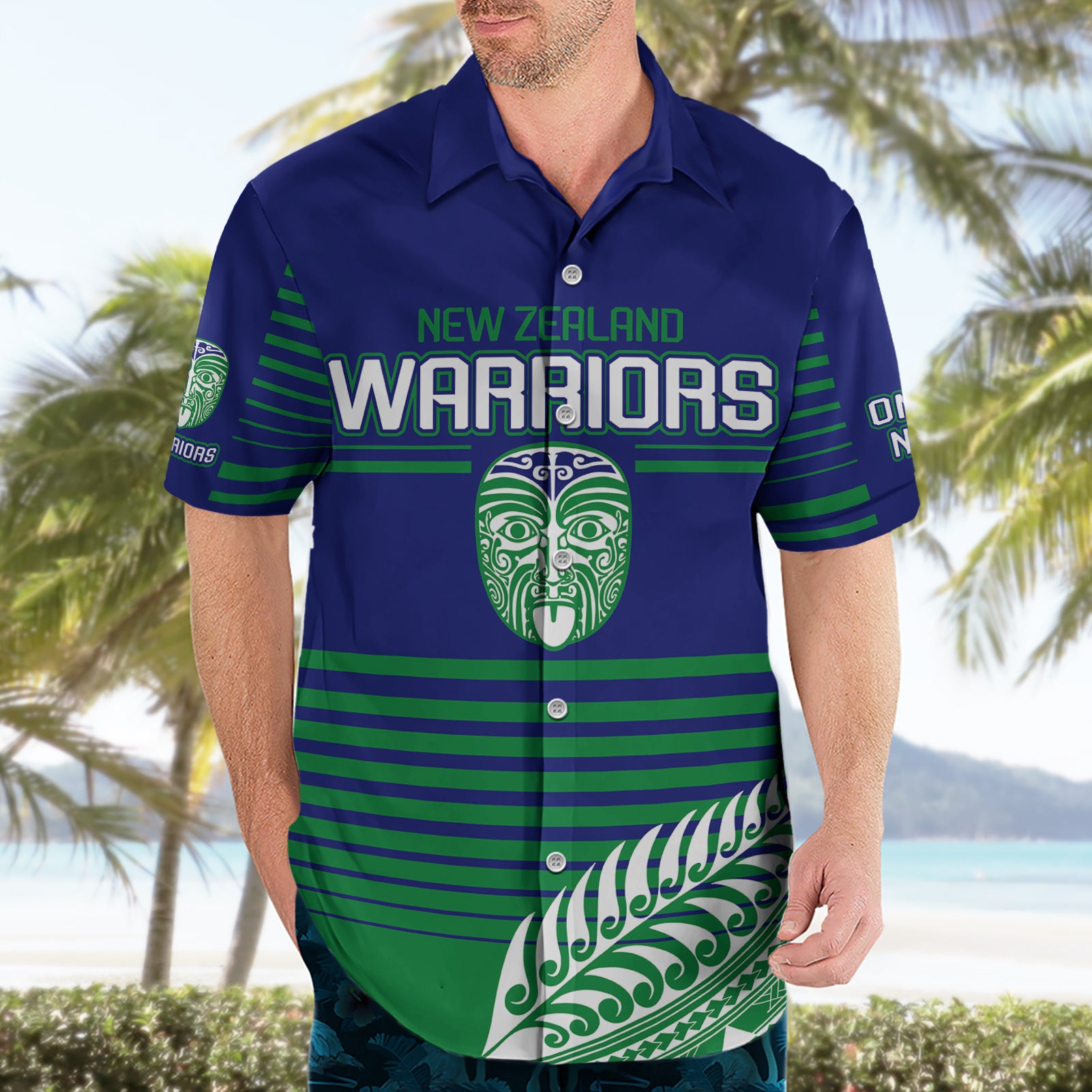 warriors-new-zealand-rugby-hawaiian-shirt-maori-face-ta-moko-simple-style