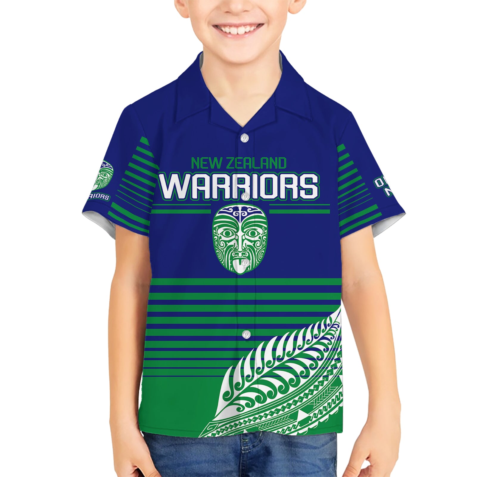 warriors-new-zealand-rugby-hawaiian-shirt-maori-face-ta-moko-simple-style