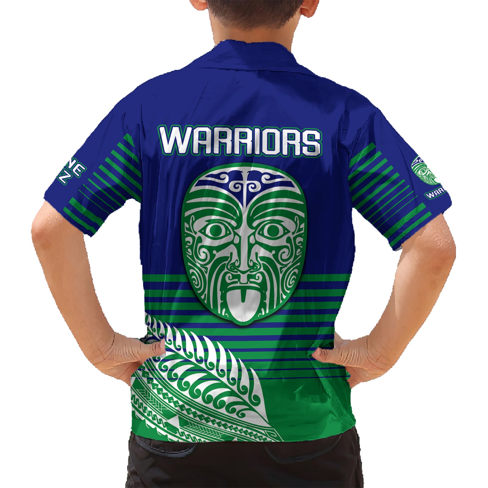 warriors-new-zealand-rugby-hawaiian-shirt-maori-face-ta-moko-simple-style