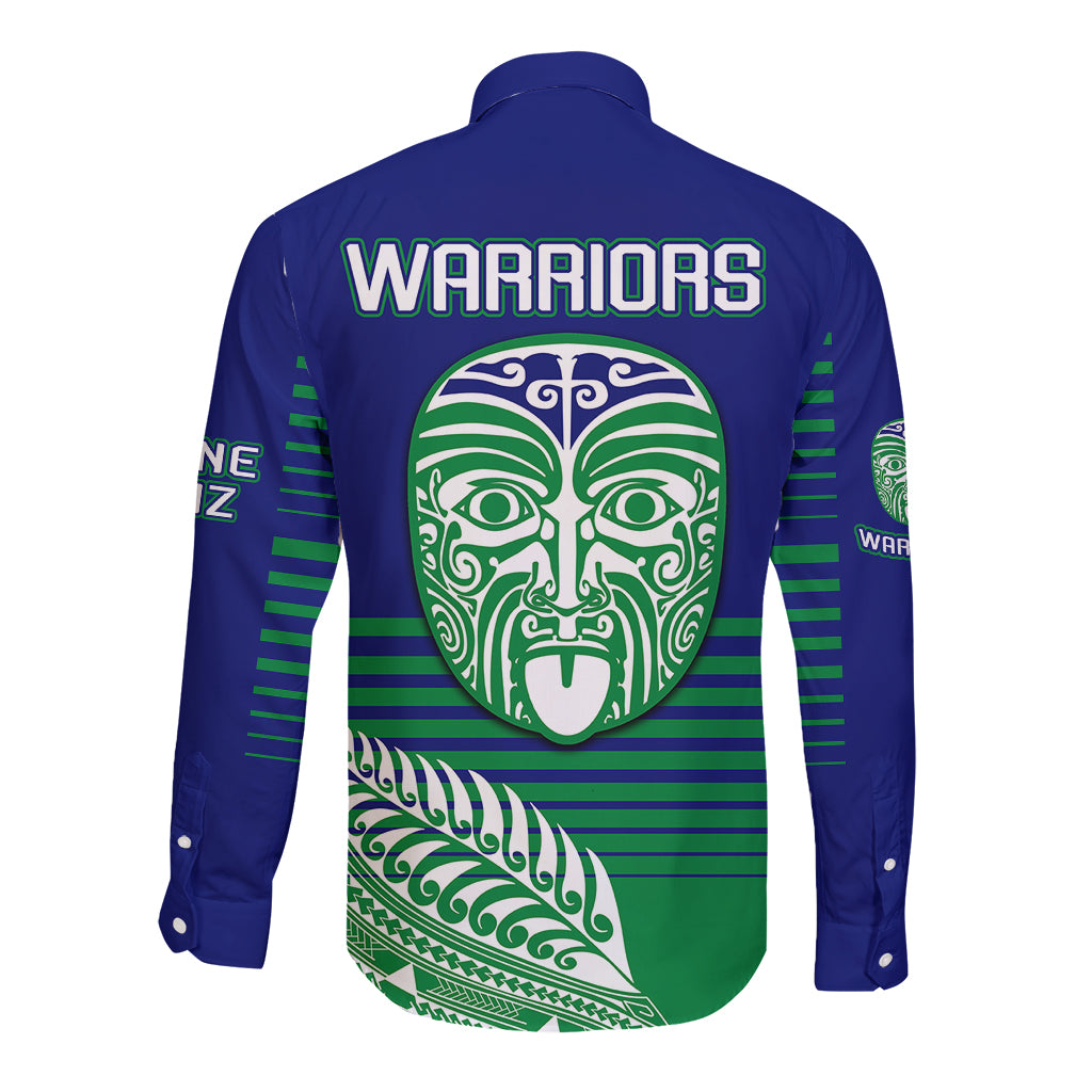 warriors-new-zealand-rugby-long-sleeve-button-shirt-maori-face-ta-moko-simple-style