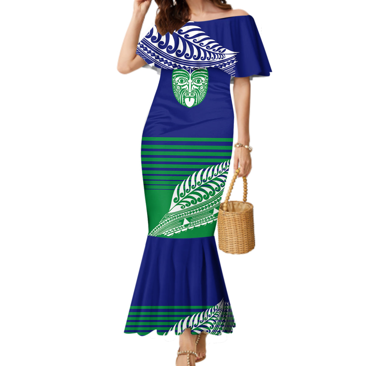 warriors-new-zealand-rugby-mermaid-dress-maori-face-ta-moko-simple-style