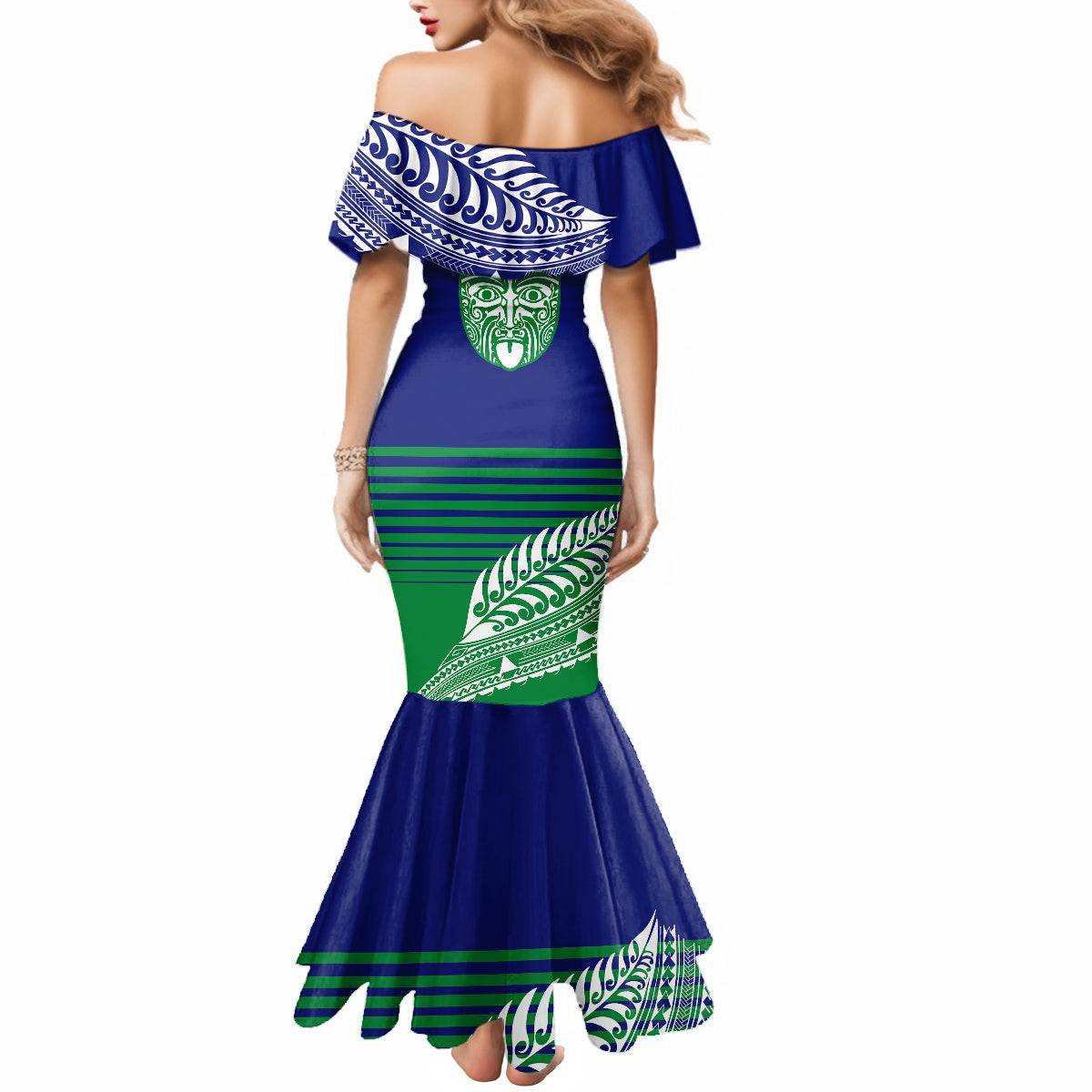 warriors-new-zealand-rugby-mermaid-dress-maori-face-ta-moko-simple-style