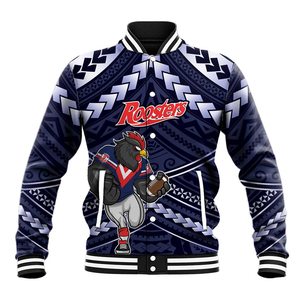 Custom Roosters Rugby Polynesian Tribal Baseball Jacket