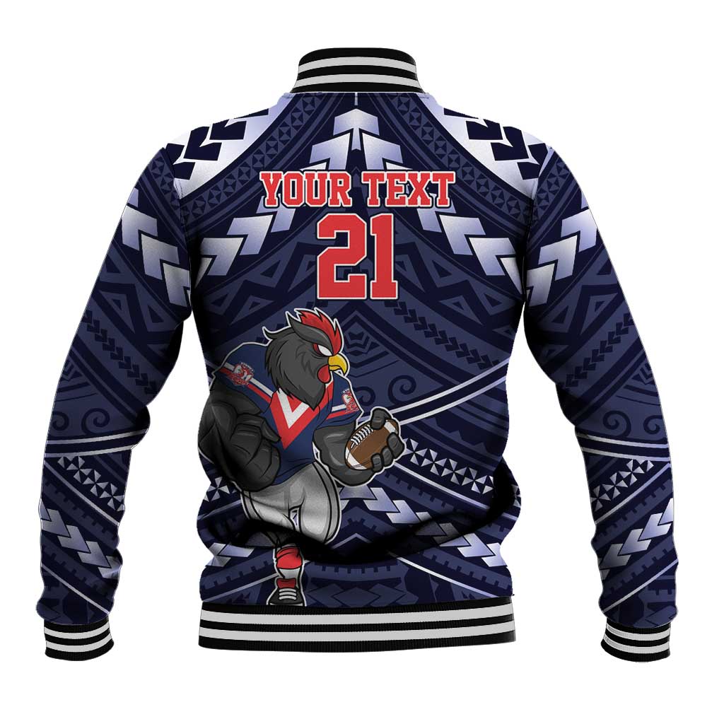 Custom Roosters Rugby Polynesian Tribal Baseball Jacket