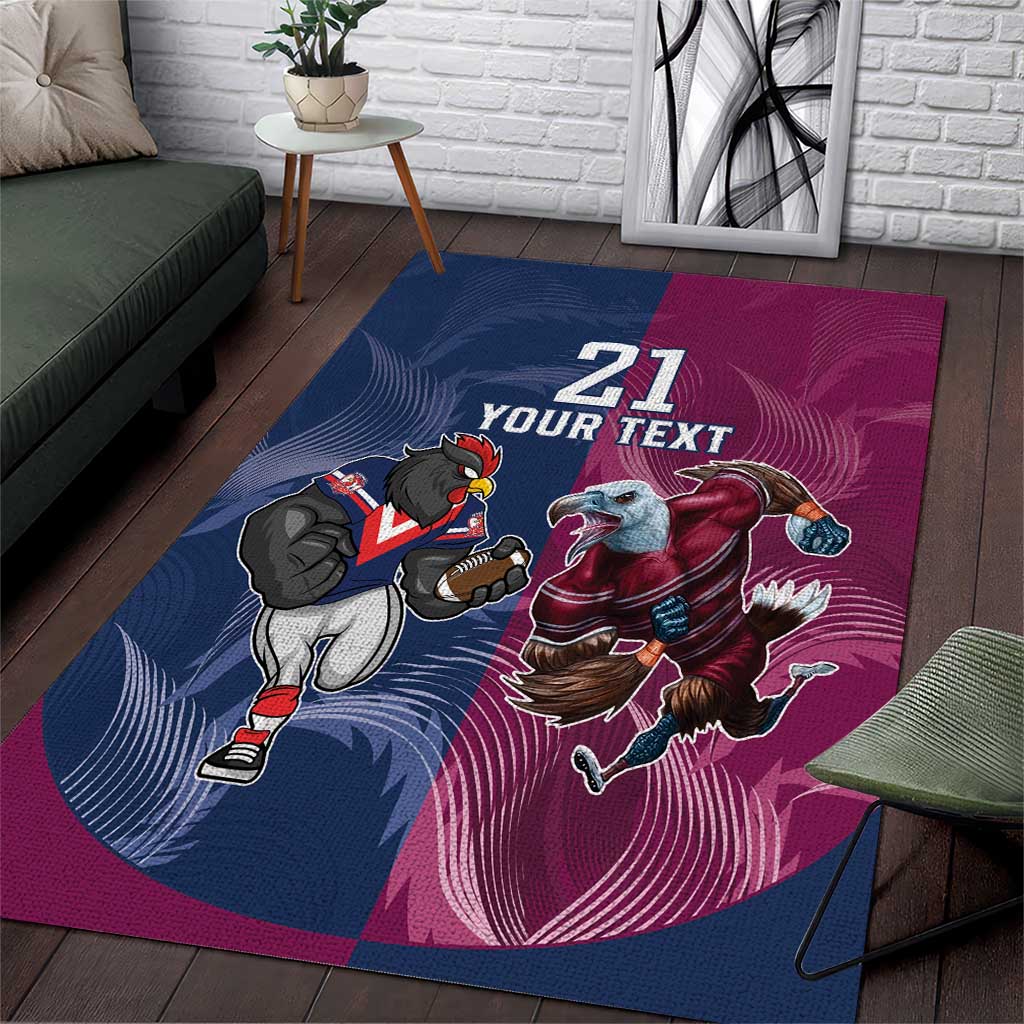 Roosters-Sea Eagles Rugby Custom Area Rug Half Grunge Style